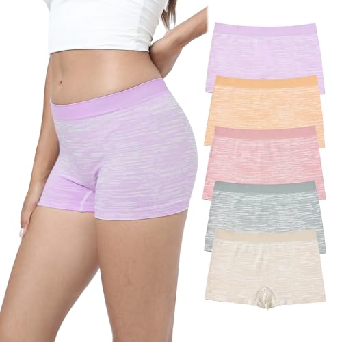 Image of LALESTE Women's Boyshort Underwear Full Coverage Seamless Panties Soft Stretch Boxer Briefs 5 Packs