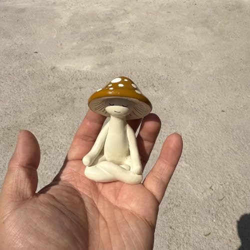 Estatua meditación seta de resina pequeña 5 cm miniatura 5