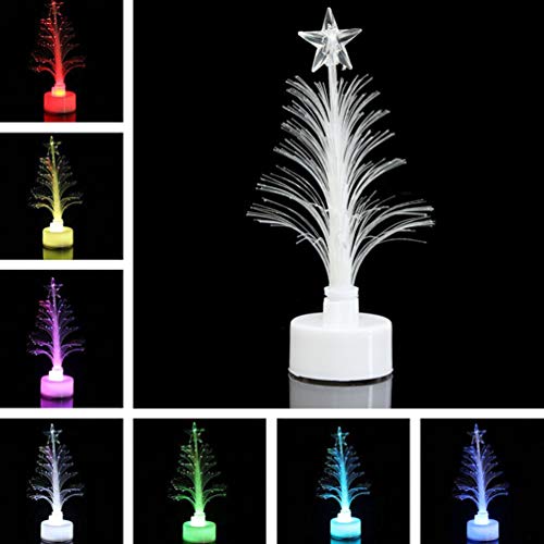 Nuobesty 6Pcs Fiber Optic Christmas Tree Led Mini Tabletop Christmas Tree With Topper Star Christmas Desktop Decorations Ornaments #TOP4