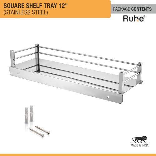 Image of Ruhe Stainless Steel Multipurpose Shelf for Bathroom Organizer | 12 Inches | Stand for Wall | Wall Storage Shelf | Toilet /Bathroom Self Rack for Essential | Silver
