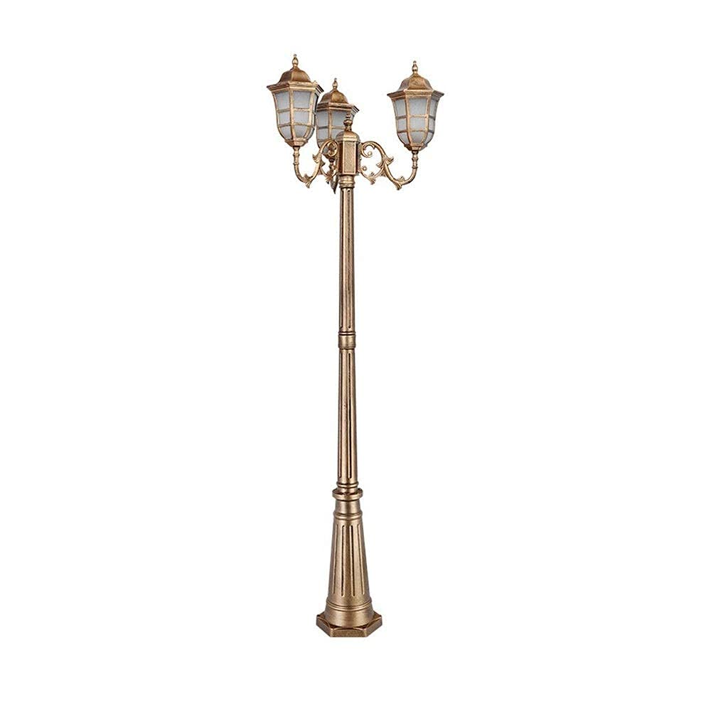 Lamp Post Lights Outdoor,European Victorian Retro Die-Cast AluminumTraditional High Pole 3-Lights Outdoor Lantern Light Watertight IP55 Rated Pillar (215cm)