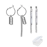 PPX 2 Paar Kpop BTS Bangtan Jungen Ohrringe, Asymmetrische Quaste Kette Sicherheitsnadel Baumeln Tropfen Ohrring Kpop mit Aufbewahrungsbox