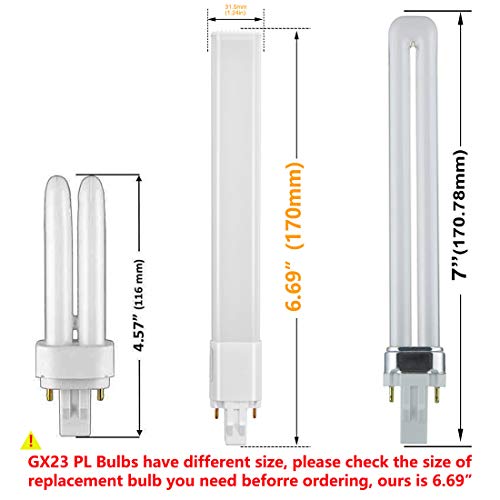 Amazing Power 2-Pack 6W Led Gx23 Pl Lamp Gx23D 2-Pin Base 13W Cfl/Compact Fluorescent Lamp Replacement 120V Single Tube Led Pl Horizontal Recessed Bulbs (Remove/Bypass The Ballast) (Daylight) #TOP1