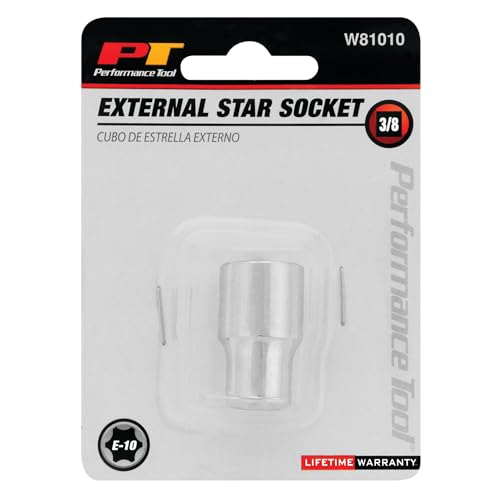 Image of Performance Tool W81010 3 /8-Inch Drive E-10 External Torx Socket, Heat Treated Alloy Steel with Polish Chrome Plated Finish