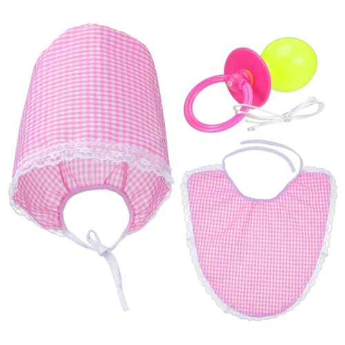Garneck Costume amusant 3 pièces pour adulte, rose, avec tétine géante, bavoir et chapeau,...
