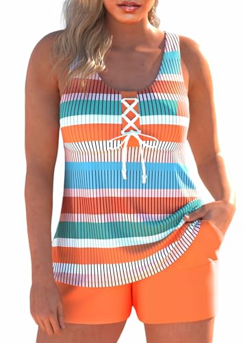 Amazon.com: Modlily Lace Up Womens Tankini Swimsuits with Pocket