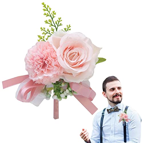 YIZITU Ansteckblume Hochzeit - Künstliche Boutonniere Für Bräutigam 14x7cm