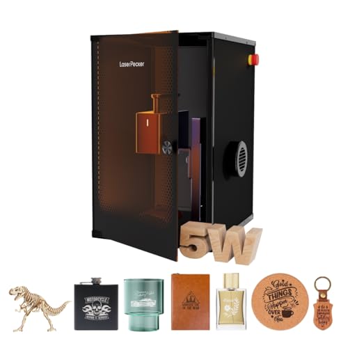 LaserPecker LP2 Laser Graviermaschine mit Sicherheitsabdeckung Entspricht den Standards der Laserstufe 1 Laser Gravierer Laser Cutter 450 nm Halbleiter-Blaulicht 600mm/s für Holz Leder Papier usw.