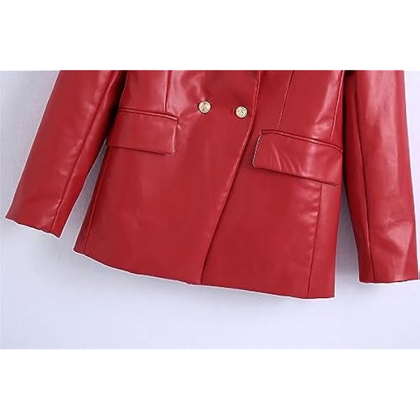 Adhdyuud Vrouwen Lange PU Faux Lederen Blazers Jas Jas Casual Zakken Gesplitste Jassen Bovenkleding