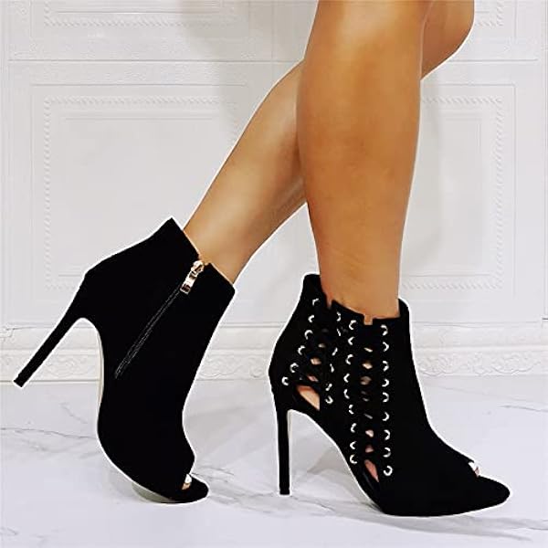 Höga klackar Sexiga 47 Stiletto 12CM vävda Design Party Sandaler, Svart-47 Happy house