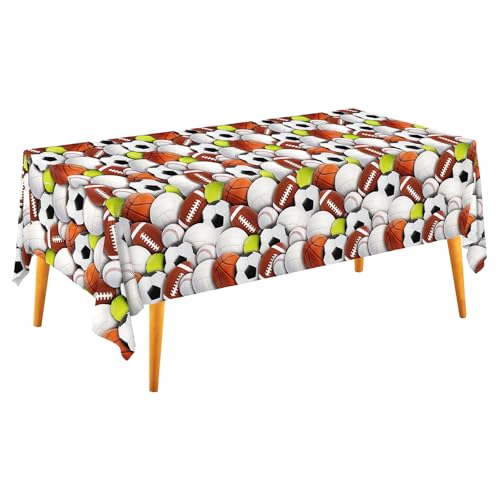 Image of Gatherfun Sports-Themed Party Pack: 2-Pack Boys Birthday Decorations, Disposable Plastic Tablecloth for Sports Birthday Party Decorations,54 x 108 Inches