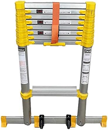 YGCBL Outdoor Household Ladder,2/3/4/5/6/7/8M Ttelescoping Ladders, Portable Aluminium Retractable Ladder with 7Cm Wide Step Wheels, Roofing Business (Yellow),5.9Ft/1.8M,5.9Ft/1.8M