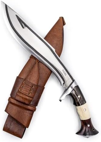 Fwosi Kukri Blade -13-Inch Heavy Duty Fixed Blade Knife Gorkha or Military Kukri with Carbon Steel Blades, Bone & Wood Handle - Handcrafted in Nepal