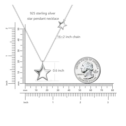 Rnivida 925 Sterling Silver Star Necklace Hypoallergenic Jewelry Gift for Women with Adjustable Chain4