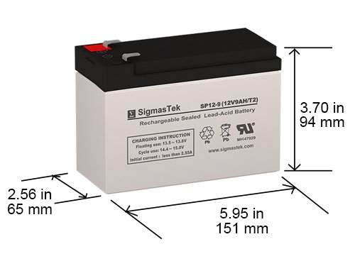 Sigmastek Sp12-9 - 12V 9Ah F2 Sla Battery - Replaces: Universal Power Ub1290 (40748), Ub1280Hr (D5785), B&B Battery Bp8-12, Hr9-12, Vision Cp1290, Yuasa Np9-12 #TOP1