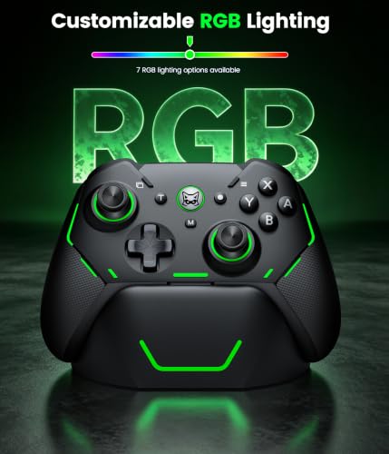 Image of Svetaecho Switch 2 Controller with Charging Dock, Hall Effect Joystick & Trigger, Wireless Pro Controller for Nintendo Switch /Switch 2 /OLED /Lite, 7 Color RGB, Programmable Macros & Turbo-NC800