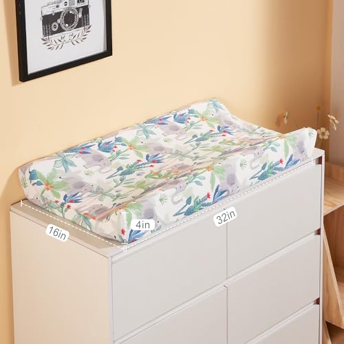 Image of Baby Changing Pad Cover, Changing Table Cover for Girls Boys, Ultra Soft Breathable, 2 Pack Rainforest Elephant & Grey