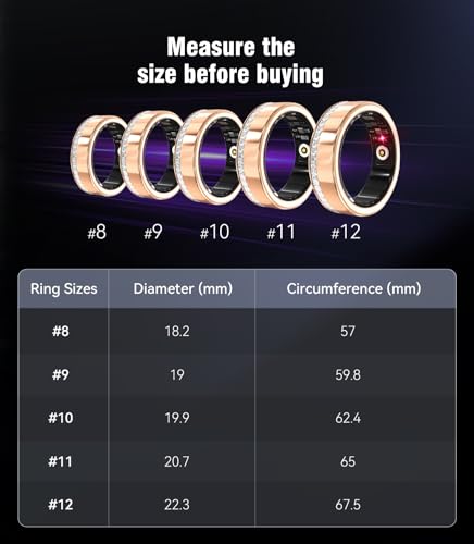 Image of 8 Gen Diamond Smart Ring and Wireless Charging Case [Industry Rank 1-0 Measurement Error] 2026 Smart Ring for Women - Advanced Health Tracker for Wellness and Activity Tracking, Gold 8#