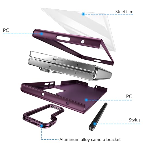 Coque Galaxy Z Fold 5 avec stylet et support intégré rouge protège-écran
