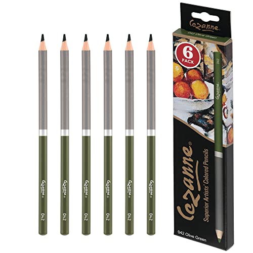 Creative Mark Cezanne Premium Colored Pencils Olive Green 6 Pack - Highly-Pigmented Drawing Pencils - Coloring Pencils for Drawing, Blending, Coloring, and More