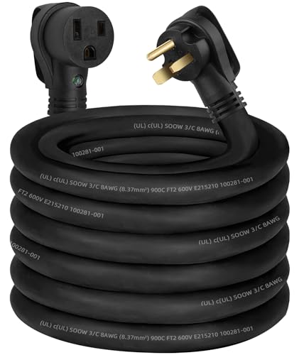 8/3 Welder Extension Cord 40 Amp SOOW Weld Cord 8 AWG Power Cable,250V NEMA 6-50 Heavy Duty Welding Cable 8 Gauge Power Extension Cord for Welding Machine MIG/TIG/Stick,Plasma Cutter(UL Listed)-50ft