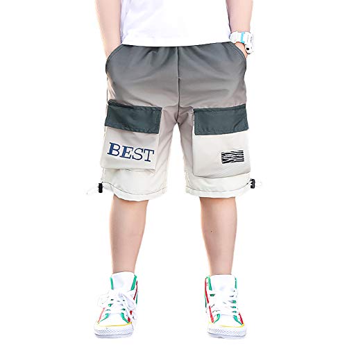 Volunboy Garçon D'été Shorts, Séchage Rapide Board Short Plage Maillot de Bain Beachwear(Blanc,6-7 Ans,Taille 130) Cover