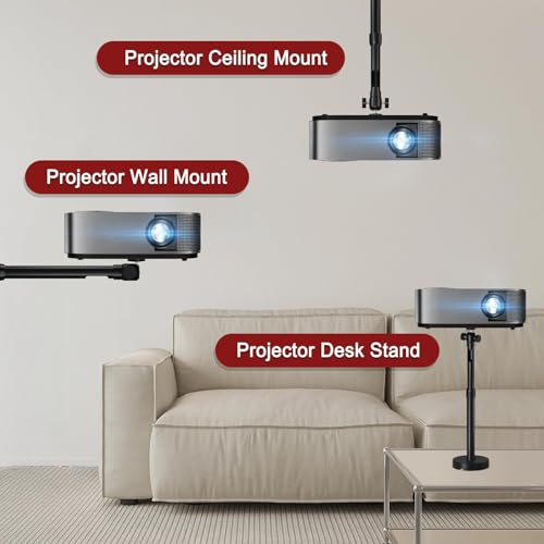 2-Be-Best Projector Mount Longer Length 14-24 in / 37-62 cm New Gimbal Projector Wall Mount 360° Rotatable Ceiling Projectors Mounts Adjustable Bracket Black by 2-Be-Best - Image 6