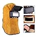 CYTGOUPER Cowhide Leather Welding Hood,Welding Helmet Mask with Auto Darkening Filter Lens,Pancake Hood Welding Mask Auto Darkening for Welding Workplaces