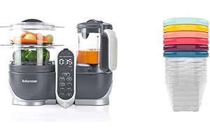 Babymoov Nutribaby Duo Meal Station: 6-in-1 Food Processor and Leak-Proof Bowl Set