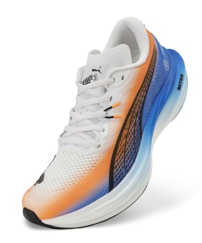 Image of PUMA | Deviate Nitro 3 Ekiden Men's Running Shoes | White-Heat Fire-Black | 8UK
