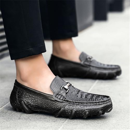 Men's Penny Loafers Moccasin Driving Shoes Fashion Crocodile Printed Slip on Flats Boat Shoes for Male4