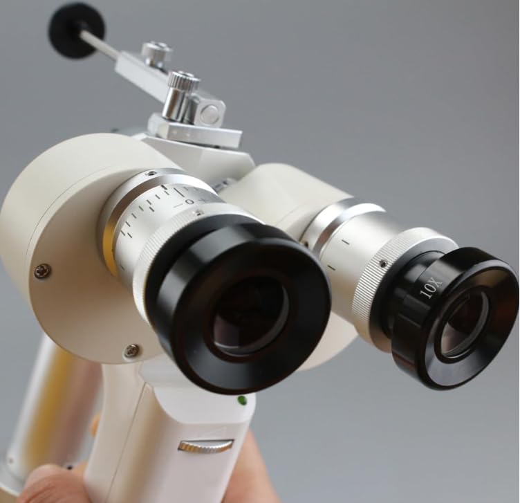 Handheld Portable Slit Lamp Rechargeable Ophthalmoscope with Storage Case | Built-in rechargeable battery for long working hours; lightweight handheld body perfect for mobile eye exams and ward visits