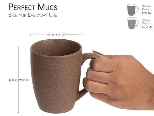 Image of Bodhi House Handcrafted Ceramic Coffee Mug Set of 2 Pieces (300 Ml), Stoneware Tea Cup, Microwave Safe Medium Milk Mug, Matte Finish, Ideal for Daily use, Casual Gatherings and Gifting, Coffee Brown