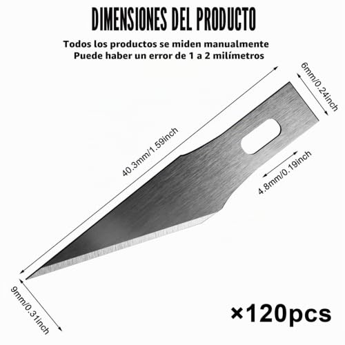 Miniatura 2 de Juego De 120 Cuchillas Para Bisturí, Cuchillos De Bricolaje, Cuchillas De Repuesto Para Bisturí, Cuchillos De Hobby, Cuchillos De Precisión, Modelismo, Bisturí, Acero Al Carbono