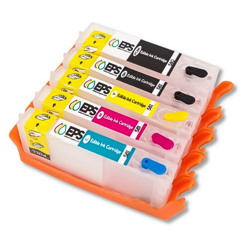 EPS XL Refillable Edible Ink Cartridges for Canon TS705a Edible Printer (PGI581/CLI580) - Empty/Without Edible Ink - for refilling/multiple-use.