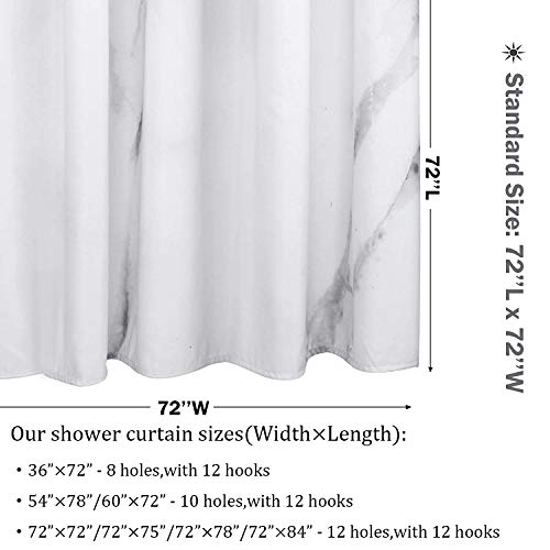 image for Uphome Marble Shower Curtain for Bathroom Grey and White Fabric Shower