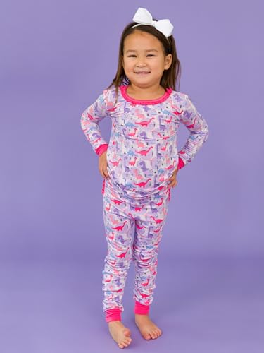 RuffleButts SoftSnooze™ Viscose from Bamboo Toddler Girls Ruffle Long Sleeve Pajama Set3