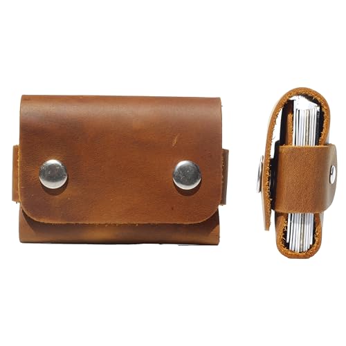 Toprank Genuine Leather Slim Wallet & Card Holder – Handmade Minimalist Design for Men & Women, Vintage Distressed Look (Camel)