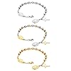 Flongo Women's and Men's Bracelet with Beads and Cross Pendant Stainless Steel Chain Religious Madonna Design Gold/Silver Fantasy Christmas Birthday Gifts, 19 cm, Steel, 19 cm, Stainless Steel #3