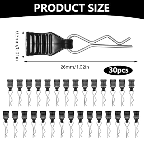 Coco Berming 30 Stück Rc Auto Clips, Schwarz Rc Karosserie Clips, Körper Shell Pin Bent Springy für Ferngesteuerte Automodelle in Verschiedenen Maßstäben (Schwarz)