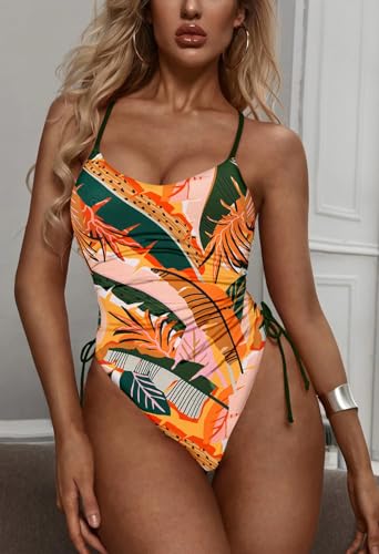 Image of Viottiset Women's Ruched High Cut One Piece Swimsuit Tummy Control Bathing Suit Monokini