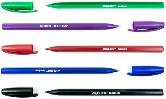 Eziglide 50-Pack Ballpoint Pen Set, 5 Assorted Colours, Medium Point Nib (1.0mm) for Precise Writing & Ergonomic Grip - Image 4