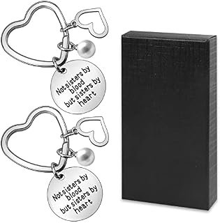 GOTRUST Best Friend Keyring Frienship Gifts for Women, 2Pcs Sisters Keyrings, Round Friendship Keychains for 2, Stainless Steel Keyring Friendship Gift Keychain for Women Teen Girls