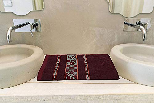 Image of Heart Home 100% Cotton 2 Pieces Bath Towel 27 inch x54� (Blue & Maroon) - CTHH1234,Multi,Standard