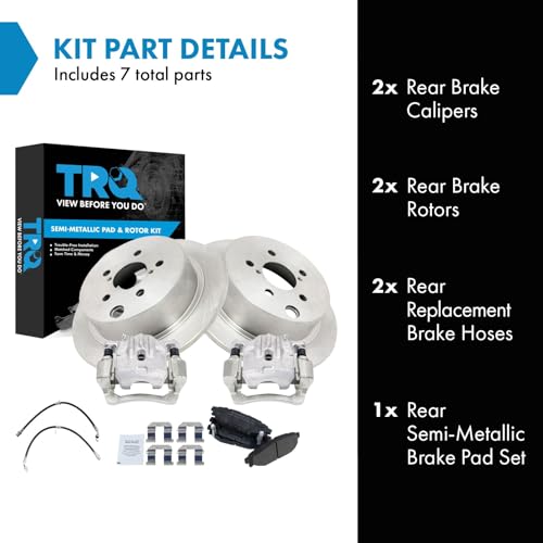 Image of TRQ Rear Brake Pad and Rotor Set Semi Metallic Calipers Compatible with 2014-2018 Subaru Forester 2013-2015 XV Crosstrek 2016-2017 Crosstrek