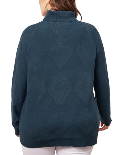 Image of Agnes Orinda Plus Size Pullover Sweaters for Women Lightweight Long Sleeve Turtleneck Novelty Sweater