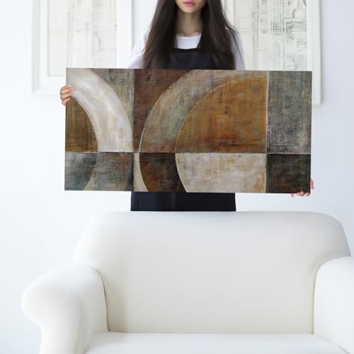 BWA 絵画 インテリア バーニッシュウォールアート 100cmx50cm 和モダン 北欧 大型 油絵 (Connected Circles no.3) [5]