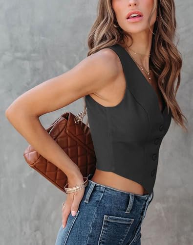 Orchidays Women's Business V Neck Sleeveless Vests Fully Lined Button Up Regular Fitted Jacket Waistcoats3