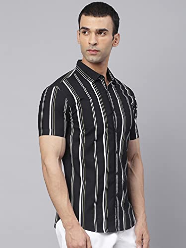 Image of Dennis Lingo Men's Vertical Stripes Slim Fit Cotton Casual Shirt