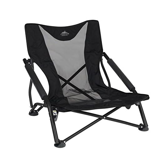 Cascade Mountain Tech Camping Chair - Low Profile Folding Chair for Camping, Beach, Picnic, Barbeques, Sporting Event with Carry Bag , Black
